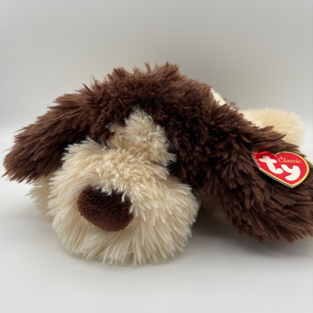Ty Classic BOONE Shaggy Floppy Brown & Beige Puppy Dog Plush With Tags 13"